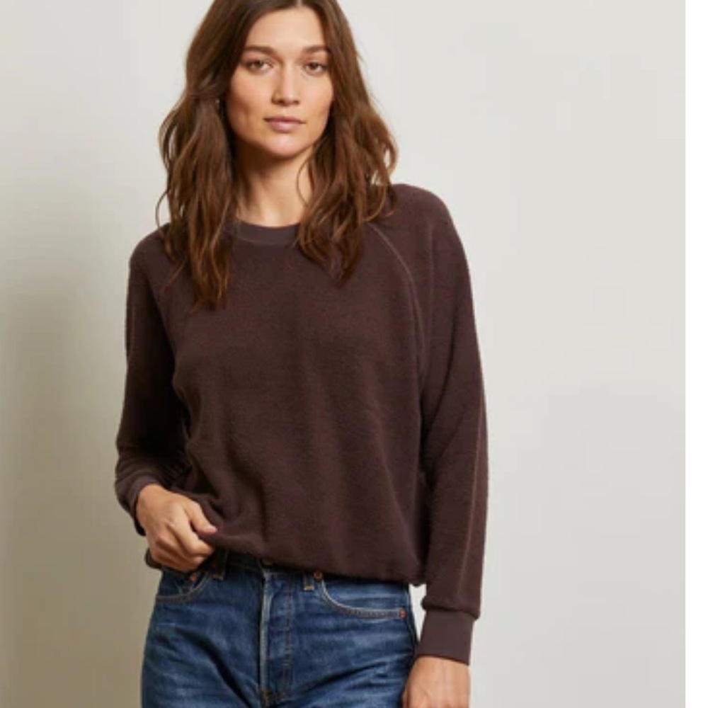 Reverse Fleece Crew Neck Sweater — Chocolate Brown